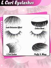 MEM 5 pares de pestañas postizas completas, pestañas de tira estilo ruso, rizado D, tipo mink esponjoso, forma de ojo de gato, cola extendida, natural y grueso, crea pestañas, esencial de maquillaje de viaje, adecuado para viajes, uso diario, boda, cita, fiesta, vacaciones (principiante amigable), set ideal de pestañas para Navidad/Halloween/regalo - Negro - Ver 7