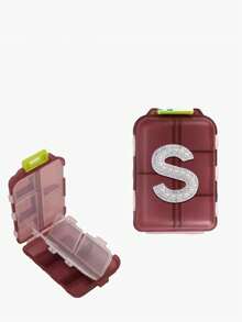 1pc New Pearl Letter A-Z 10 Grids Pill Box Organizer - Portable Folding Medicine Box, Daily Medication Planner And Capsule Dispenser, Suitable For Travel, Vitamins, Supplements, Weekly Travel Pill Box, Travel Pill Organizer - Multicolor - View 112