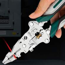 1pc Foldable Wire Stripper/Cutter Pliers, Multi-Functional Folding Wire Stripper, Electrician Specialized Tool, Industrial Grade Multi-Purpose Wire Stripping Pliers With Screw Driver, Winding Pulley Design