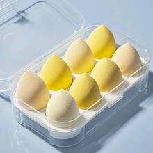 8-Grid Beauty Sponge Set, Ultra Soft Egg-Shaped Sponge And Makeup Foam Applicator - Light Pink And Yellow, Individually Packaged Grids, Suitable For Foundation, Concealer, Blush - Sensitive Beige, Travel Portable Set, Facial Makeup Sponge, Foundation Sponge, Makeup Sponge Box, Foundation Sponge, Foundation Makeup Sponge, Beauty Products, Women's Original Beauty Products, Facial Sponge Makeup, Foundation Sponge, Foundation Flat Brush, Boxed Makeup Sponge, Blush, Puff Sponge, Sponge Foundation, Makeup Facial Sponge, Makeup Sponge Box, Washable Makeup Sponge, Makeup Sponge Box, Makeup Sponge Box, Liquid Foundation Sponge - Egg Yolk Series, 8 Per Box - View 3