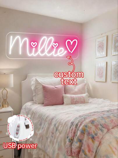 Placas de neon personalizadas para decoração de quarto, placa de neon LED de Natal personalizável com nome, alimentação USB/bateria, placa de neon LED, decoração de Halloween, decoração de Natal, placa de neon personalizada para presente de Natal, decoração de parede para presente de aniversário.