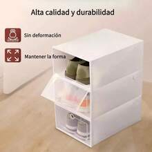 MaderaReal 14 cajas de zapatos y cajas de almacenamiento apilables de color blanco, adecuadas para clasificar zapatillas de tenis, tacones altos y otros zapatos (blanco,negro) - Negro - Ver 7