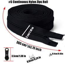 19 rolos / 6 rolos de cores #5/#3 zíper de bobina de nylon por jarda, 4 jardas de comprimento em bobina de nylon contínua com controles deslizantes de zíper, puxador de zíper e travas de zíper para costura de estofados - Série Brown - Ver 9