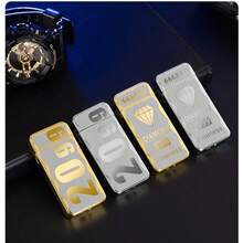 Encendedor de gas creativo de carga directa, encendedor a prueba de viento con doble baño de oro, oferta especial. - Dorado - Ver 6