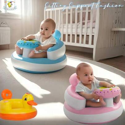 [Portable Baby Seat With Tray] Foldable Portable Baby Learning Seat With Small Tray For Dinner Plates And Baby Bottles