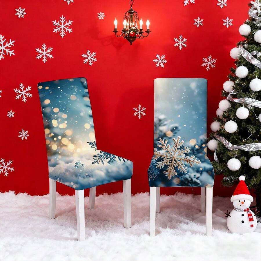 1 Piece/4/6/8/36 Modern And Minimalist Christmas Chair Cover, Dustproof, Removable, Washable, Stain Resistant, Waterproof, Stretchable, With Christmas Gingerbread Man, Lighting, And Snowflake Patterns. The Seasonal Table And Chair Set Measuring 17.7 X 23.6 Inches Can Be Used For Decoration, Banquet Decoration, Home Decoration, Christmas Decoration, And Party Supplies