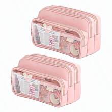 1pc Multifunctional Large Capacity Pencil Case With Pen Holder, Durable Portable Organizer For Office Supplies And Cosmetics, Suitable For Back To School