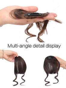合成纤维女士假发片，3D法式刘海，自然蓬松轻盈，完美遮盖白发，蓬松手工编织透气网底，法式中分刘海，复刻版假发 - 彩色 - 查看 4