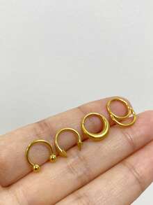 DAILI 3件套/8件套 16G 马蹄形鼻中隔环 医用钢鼻穿饰品 鼻中隔马蹄形耳环 眉钉 耳骨钉 唇钉 环球和尖钉 6-12mm - 馬蹄形隔膜鼻環 - 查看 12