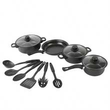 Non-Stick Pots And Pans Set 13-Piece Kitchen Utensil Set Kitchen Cookware - Black - View 8