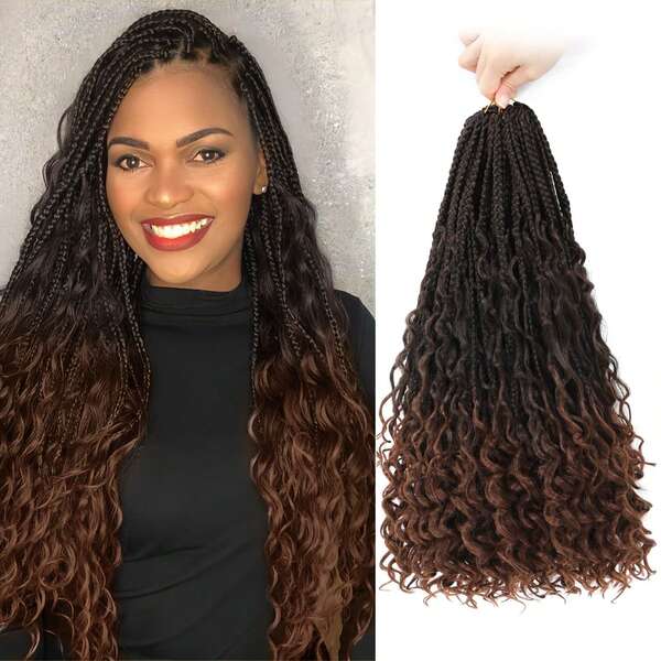 Goddess Bohemian Box Braids Crochet Hair - 22 Inch Boho Crochet Braids Hair Synthetic Braiding Hair Extensions