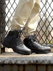 Men's Military Tactical Work Boots Hiking Motorcycle Combat Bootie - Black - View 11