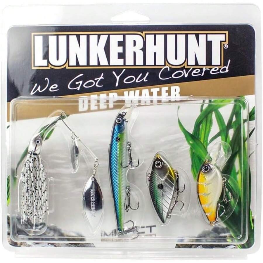 Lunkerhunt - Crankbaits de Buceo Profundo para Pesca de lubina (Paquete de 4) | Kit de señuelos de Pesca de Agua Profunda Anzuelo Duro para Agua Salada - Paquete de 4 aguas profundas - Ver 1