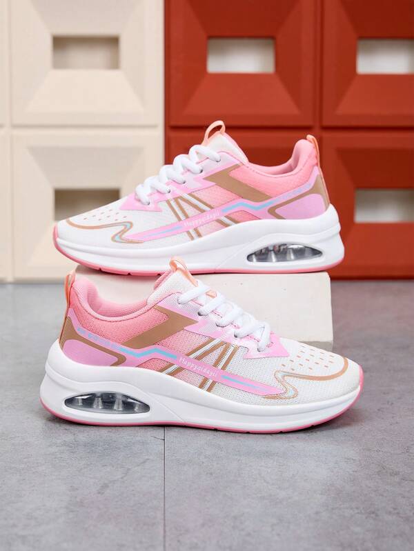 Zapatillas deportivas minimalistas, ligeras y versátiles de mujer con estilo coreano casual, con cojín de aire, malla transpirable y cómoda, con cordones