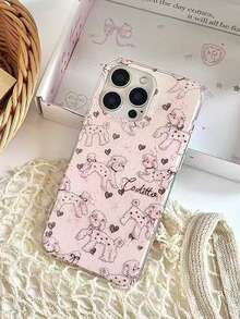 Cute Poodle & Heart Print Double Layer Phone Case, Compatible With Iphone 17 Pro Max, 16 Pro/15 Pro Max, New 14 Pro, Creative 13 Pro Max, 13/12/11, Full Coverage Anti-Fall Protective Cover - Pink - View 5