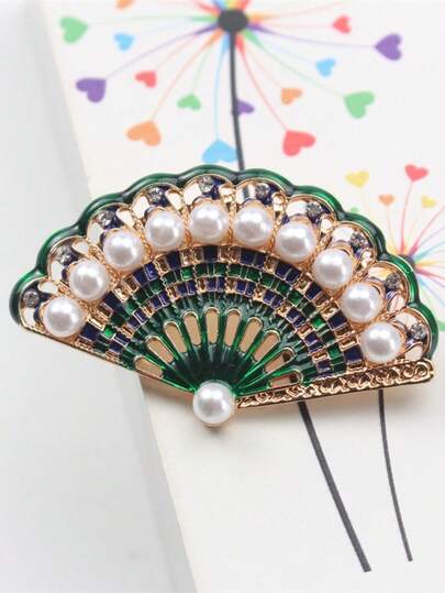 دبوس إبزيم بروش إيمال قديم بطراز رجعي مرصع بالراين ستون، إكسسوارات فستان على شكل وشاح قديم