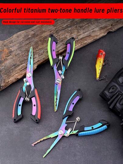 Fishing Pliers, Stainless Steel Needle-Nose Fishhook Remover, Braided Line Scissors, Cutter, Rust-Proof Multi-Purpose Tool, Suitable For Saltwater And Freshwater, Outdoor Supplies Multi-Functional Tools, Durable Colorful Titanium Coated Anti-Rust, Ergonomic Grip Design, Includes Plated Retractable, Clip, Ideal Gift Independence Day