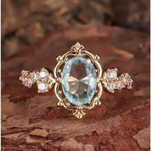 1pcs New Creative Luxury Women's Ring, Set With Artificial Gemstone Jewelry, Simple And Atmospheric, Matched With Clothing Accessories, A Holiday Gift For Family And Friends - 淺藍色 - 查看 2