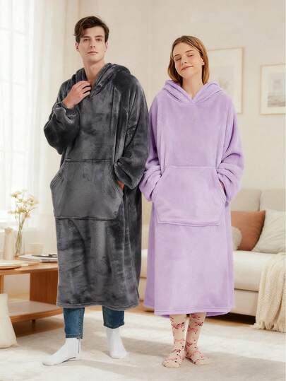 1pc Wearable Blanket Hoodie For Women And Men, Oversized Hooded Blankets Sweatshirt, Cozy And Warm Fleece Blanket With Sleeves And Giant Pocket For Adults And Kids,Cozy Hooded Blanket As A Gift Indoor & Outdoor