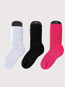 1/3/5 Đôi tất dài đến đầu gối phong cách Hàn Quốc đa năng dành cho nữ, phong cách Lolita, tối giản, màu trơn (Chỉ có tất, không có bảng tất) - xanh quân đội - Xem 11