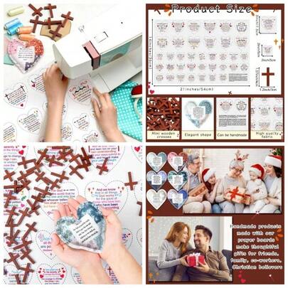 Pocket Prayer Quilt Panel Squares With Small Wooden Crosses Scripture Pocket Prayer Quilt Friend Family Religious Spiritual Easter Reward Color Multi