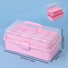 便携式三层翻盖收纳盒，有大号和小号两种尺寸可选（大号：12.8*7.09*5.51英寸/小号：10.43*6.10*5.12英寸），全新PP材质，无异味，隔层设计，收纳有序，多用途收纳盒，适用于艺术、工艺品、缝纫用品、工具、药品、旅行、家居、办公室、工作室等各种场合。 - 彩色 - 查看 12