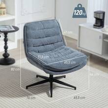 Office Chair, Desk Chair Without Armrests With A Wide Seat, Height-Adjustable, Cross-Legged Chair, Double-Layered Thick Swivel Chair With A Linen Look, For Home Office, Dark Grey - Grey - View 6