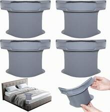 4pcs Grey Lock Sheet Holders, Bed Sheet Lock Clips, Sheet Holders Keep Sheets Firm & Tight, Heavy Duty Bed Sheet Holder Corner Fitted Sheet Straps Fit All Mattress Size Back To School - Grey - View 3