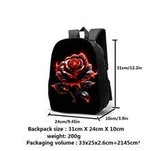 Minimalist Rose Flower Backpack, Casual High-Quality Backpack, Large Capacity Women's Travel Backpack, Lightweight Single-Layer 12-Inch Backpack