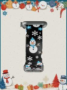 [Christmas Theme Smart Watch Band] 1pc Silicone Material Smart Watch Strap,Compatible With Apple Watch, Covering Case Sizes 38/40/41/42/44/45/ 46/49mm.Also Compatible With Samsung, Huami, Garmin, And Honor Smartwatches That Use Standard 20/22mm Lug Widths.Holiday Gift For Women/Men