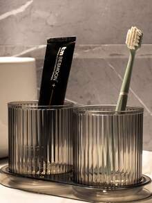 2 Pieces Transparent Minimalist Mouthwash Cup Set, Bathroom Accessory Set - Couple Mouthwash Cup Set, Transparent Design, Suitable For Home And Travel. Light Luxury Couple Wash Cup And Dental Cup Set. Bathroom Tools, Household And Daily Necessities, Convenient And Practical