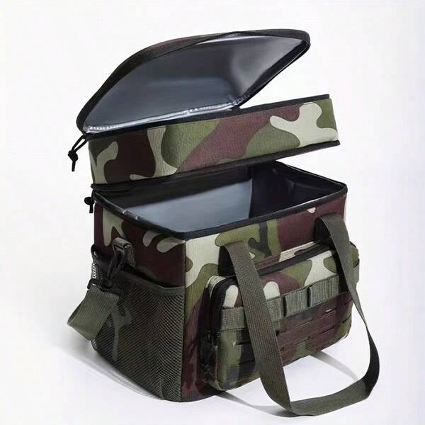 Neue Outdoor Camouflage Lunch Tasche mit Kältepack, großvolumige verstärkte Lunch Tasche, Kühltasche für Outdoor, Arbeit, Picknick, geeignet für Camping, Angeln, Expedition, multifunktional, leicht und langanhaltend, ohne Lebensmittelkontakt, Camping Kühlbox, Angelausrüstung, tragbare Kühlbox, kompakte Aufbewahrung, strapazierfähiges Material, isolierte Tasche, Kühltasche, isolierte Tasche, für Picknick Liebhaber, Outdoor Enthusiasten