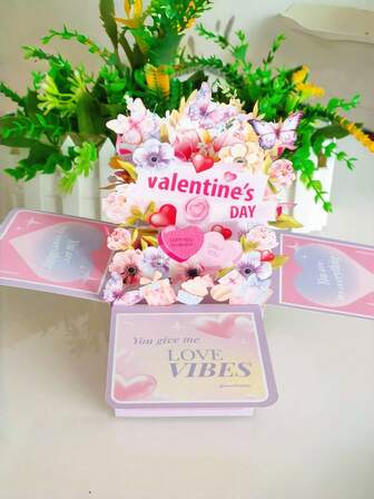 Valentine's Day Purple Butterfly Gift Box Greeting Card