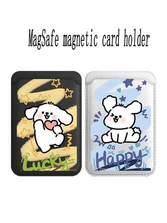 1 pieza Accesorio de cartera con soporte magnético con forma de perro de cuero para iPhone 14/16, con 5 ranuras para tarjetas