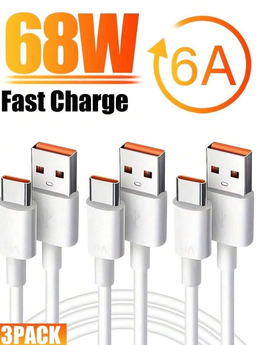 6A USB A To Type C Charging Cable 3.3FT6.6FT 1-3 Packs USB C Cable Compatible With Galaxy S25S24S23S22S21S20S10E Note2010, Smartphones USB-C Charging Data Cord Mobile Phone Type C Charger Cord