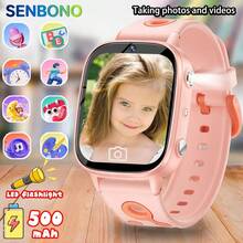 SENBONO Reloj inteligente SENBONO con pantalla HD de 1.8 pulgadas, batería de 500 mAh de larga duración, linterna LED, cámara/álbum de fotos, reproducción/grabación de video, reproducción de MP3, historias, aprendizaje de vocabulario e incluye 26 juegos incorporados, convirtiéndolo en un regalo de cumpleaños adecuado para niños y niñas, para Halloween y Navidad, reloj inteligente para niños, reloj con cámara para niños, accesorio de fotografía, fiesta