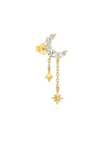 SereneSpark 1Pc/2pcs Tassel Star 925 Sterling Silver Earring For Women Drop Earring Minimalist Piercing Perfect For Daily Wear Suitable For Anniversary Fine Jewelry - Multicolor - View 16