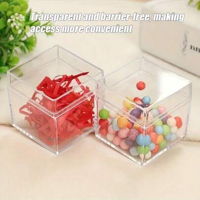 1/6/12/24pcs Acrylic Multipurpose Transparent Square Box (With Lid), Candy Storage Box, Gift Box, Jewelry Storage Box, Storage Container For Coins, Sundries, Small Items Ideal For Cosmetics, Jewelry And Party Favors