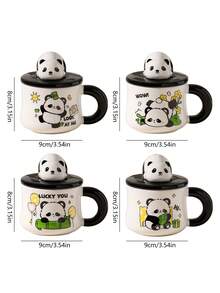 Super life 1pc Cute Panda Pattern Ceramic Coffee Mug - Washable Tea Cup, Gift For Panda Lovers - Multicolor - View 3