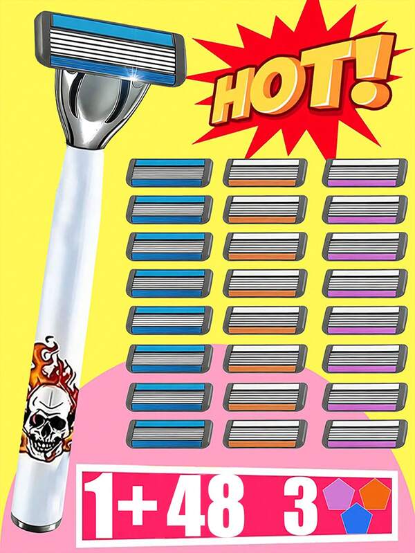 Exquisite And Practical Men's Manual Safety 6-Layer Upgraded Blade Shaver, Shaving Clean And Refreshing, Leaving No Stubble, Smooth And Skin Friendly, Suitable For Various Daily Shaving Scenarios For Men And Women.