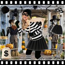 5/8pcs Adult Thief Costume Set, Party Outfit, Masquerade Cosplay Attire