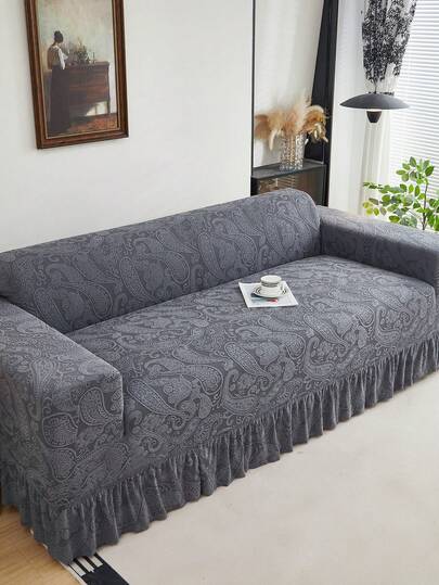 1 pieza Funda de sofá con estampado de cachemira jacquard, a prueba de polvo y resistente a la suciedad, protector de sofá de cobertura completa elástica, decoración del hogar, lavable a máquina, funda de almohada no incluida