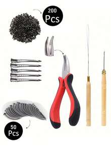200pcs Silicone Micro Loop Hair Extension Tools Kit, Includes 50 Round Parting Separator Templates, Heat Protection Cover & Clips - Multicolor - View 7