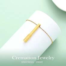 nuevo-2025Yinplsmemory - Collar de urna de barra cilíndrica para cenizas, collar personalizado de cenizas, collar de recuerdo de un ser querido - Oro - Ver 5