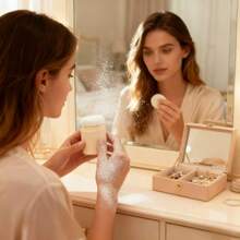 1个空粉盒，粉状涂层，独立包装，可填充，迷你DIY化妆粉盒，腮红/定妆粉容器