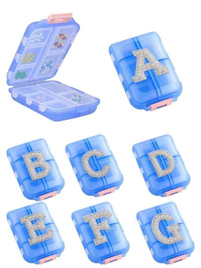 1 pieza Caja de píldoras con doble capa y perlas, caja de almacenamiento de medicina portátil de 10 compartimentos transparente y sellada, organizador de pastillas de viaje plegable mini