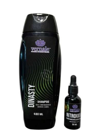 KIT CRECIMIENTO DEL CABELLO  shampoo DINASTY 400ml con minoxidil al 3%  y minoxidil al 5% para crecimiento de cabello, barba y cejas. VERNALE. resultados visibles en tan solo 15 días