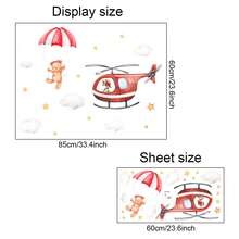 1Pc Cartoon Cute Bear And Plane Wall Stickers Waterproof Removable PVC Room Kindergarten Home Decoration Wall Decals - Multicolor - View 11