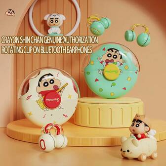 CRAYON SHINCHAN 蜡笔小新 OWS 无线耳机 2 种不同款式 骨传导耳夹式耳机 可爱设计 独特立体声 高品质低音 运动游戏降噪耳机 适合日常运动 外出学习 生日礼物