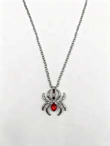 1pc Gothic Style Spider Necklace, Rhinestone Alloy Spider Pendant Titanium Steel Necklace, Suitable For Halloween And Everyday Street Style - Multicolor - View 14
